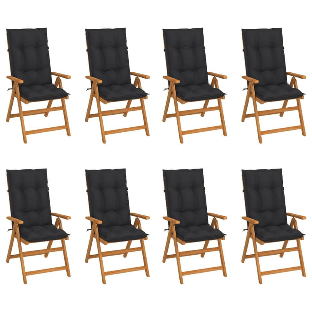 Petromila vidaXL Sklápacie záhradné stoličky s podložkami 8 ks tíkový masív